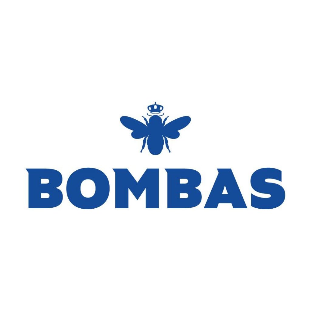 bombas logo with bee above text